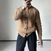 Hearujoy Mens Basic Knitted Jacket 2024 New Genderless Autumn Winter Fashion Youth Comfortable Simple Retro Solid Color Sweater Unisex