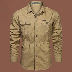 HEARUJOY - Long Sleeve Men's Shirt Spring American Trend Vintage Press Free Workwear Loose Versatile Handsome New Style Casual Shirt