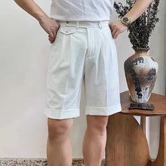 HEARUJOY - Mens Business Casual Shorts Spring Summer Breathable Daily Plain Comfortable Versatile Fashion Shorts Men'S Clothing 2025 New