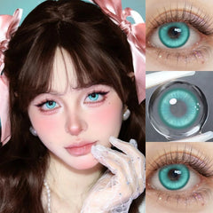 YICKYUE - Cosplay Green Colored Contact Lenses, 2Pcs Crazy Anime Rad Eye Lens, for Halloween, Cosplay Party, Role Play & Makeup