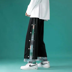 Hearujoy Punk Pants Hip Hop Harajuku Straight Pants Men Patchwork Black Trousers Male Paisley Japanese Streetwear Casual Loose