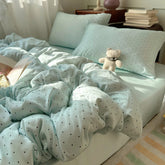 YICKYUE - Summer New Washed Ice Silk 4-Piece Set Single Quilt Cover Summer Naked Sleeping Silky Smooth Cool Student Dormitory
