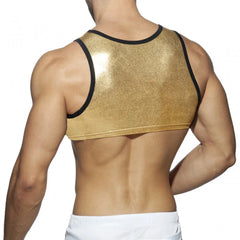 Hearujoy Shapewear Men Underwear Sexy Sleeveless Crop Top Body Chest Muscle Vest Tank Nightclub Tight Shiny Tops Harness LGBT Lingerie