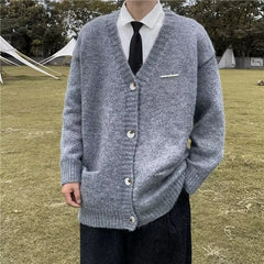 HEARUJOY - Man Clothes Coat Cardigan Knitted Sweaters for Men Jacket Warm Loose Fit Casual Korean Style Knitting Cardigans Z77