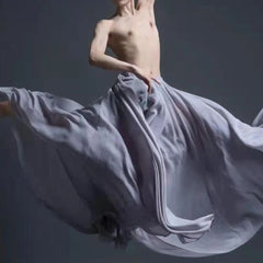 Hearujoy New Gray Boy Men Maximum Hem Skirt Costume Classical Dance Practice Skirts Chiffon Folk Dance Genderless Adult Photo Long Skirt