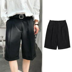 HEARUJOY - Summer Thin Five-Quarter Casual Pants Men's Japanese Sle Suit orts Student DK orm Pants High Waist Straight Leg Trousers