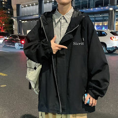 HEARUJOY - Men's Oversized Jackets Cotton With Hat Man Letter Print Coat Casual Wear Autumn 5XL Safari Style Jacket For Men Outerwear