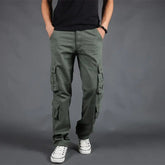 HEARUJOY - Outdoor Work Pants Men Loose Straight Autumn Multi-pocket Trousers Pure Cotton Water Washing Casual Fashion Trendy Pants