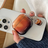 YICKYUE - Korea Lovely Transparent Amber Color Soft Earphone Case For AirPods 4 With Coffee Pendant Protective Shell For AirPods Pro 2 3