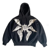 Hearujoy Y2K Gothic Embroidery Pattern Zip Up Hoodie American Vintage Sweatshirt Men’s Street Hip Hop Harajuku Punk Trend Loose Pullover