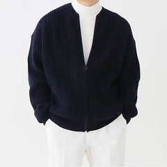 Hearujoy Autumn Korean Elegant Pocket Sweater Jacket High Street Casual Solid Color Zipper Knitted Cardigan Men Simple Zipper Cardigan