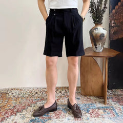 HEARUJOY - Mens Business Casual Shorts Spring Summer Breathable Daily Plain Comfortable Versatile Fashion Shorts Men'S Clothing 2025 New