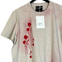 Hearujoy 2024 Summer New Men's T-shirt Abstract Hand-painted Spray Paint Rose Silhouette Basic Loose Casual Short-sleeved