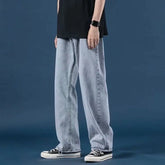 HEARUJOY - Men Jeans Denim Wide Leg Pants Floor Length Pant Loose Casual High Waist Regular Solid Simple Straight Trousers Autumn New