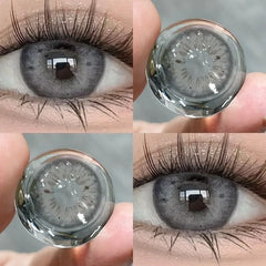YICKYUE - 1Pair Soft Contact Lenses Grey Lenses Blue Eye Diameter 14.5mm 14.2mm 14.0mm Grey Lens Myopia Degree Beautiful Pupil
