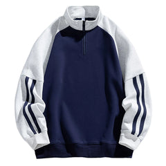HEARUJOY - Male Medium Weight Half Collar Sweatshirt Men'S High Street Fashion Half Zip Loose Casual Heavyweight Hoodie Y2k Hoodie