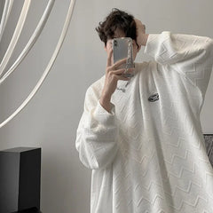 Hearujoy Korean Fashion Sweatshirt Spring and Fall New Striped Loose Pullover Sweater Tops Versatile Streetwear Coat Men's Clothing