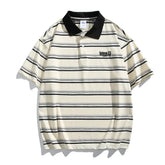 HEARUJOY - Casual Summer 2XL Mens Summer T-Shirts Casual Striped Short Sleeve Shirts Vintage Short Sleeve Tops Lapel Neckline