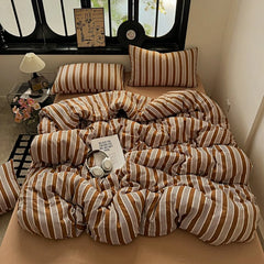 YICKYUE - 3/4pc Home Bedding Set Soft Washed Cotton Duvet Cover Set+Sheet Twin Queen Home Dorm Leopard Bedclothes Drop Shipping