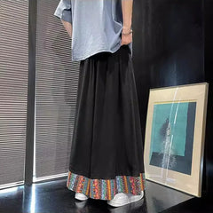 HEARUJOY - Mens Skirt Pants Ethnic Style Y2k Casual Pants Spring Fashion Youth All-Match Hakama Wide-Leg Pants Men'S Clothing 2025 New