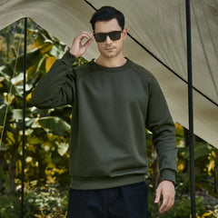 HEARUJOY - Men New Hoodies O Neck Sweatshirts Pullover Solid Sweatshirt Loose Sweatshirt Sports Casual 2025 Spring Spliced Slight Strech
