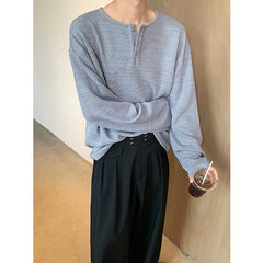HEARUJOY - Spring Long Sleeved T-shirt Men Fashion Button White Casual T Shirt Men Streetwear Korean Loose Pleated T Shirt Mens Top M-2XL