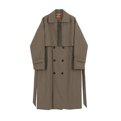 Hearujoy Korean Fashion Trench Coat Autumn New Streetwear Double-breasted Trench Coat Men's Long Loose Jacket Men's Clothing Mens Jacket