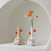 YICKYUE - Cute Cartoon Ceramic Hydroponic Planter, Mini Flower Pot, Dried Flower Vase, Creative Desktop Decor & Gift for Living Room