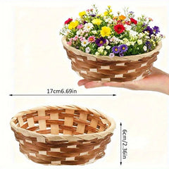 YICKYUE - 15/20pcs Small Bamboo Woven Fruit Basket Kitchen Restaurant Display Decor Vegetable Basket Fruit Plate Decorative Storage Basket