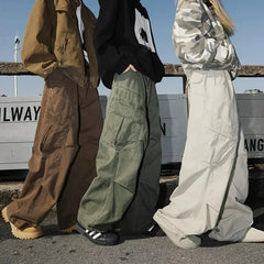 HEARUJOY - Spring Autumn Big Pocket Men's Cargo Pants Loose Straight Wide Leg Trousers Baggy Outdoor Workwear Pants Man Hip Hop Sweatpants