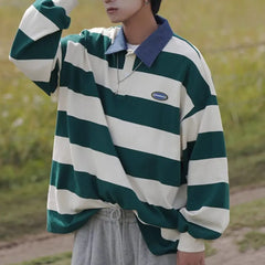 HEARUJOY - Fashion Retro Casual Sweatshirt Fashion Long Sleeve Casual 2XL Men Striped Sweatshirt Comfortable Fit Fashion Vintage Design