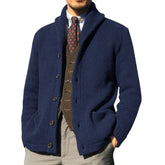 HEARUJOY - Casual Fashion Men's Lapel Pure Cardigan Solid Color Sweater in Autumn and Winter Warm Knitted Jacket