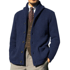 HEARUJOY - Casual Fashion Men's Lapel Pure Cardigan Solid Color Sweater in Autumn and Winter Warm Knitted Jacket