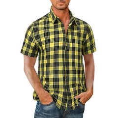 HEARUJOY - Wrinkle-Free New Men'S Shirt Mens Outdoor Vintage Button Short Sleeve T Shirt Casual Top Chemises Hommes