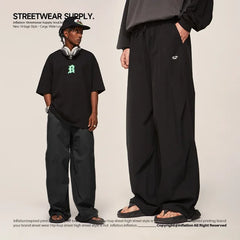 Hearujoy Parachute Wide Leg Pants Men Baggy Trousers Male Joggers Sweatpants Oversized Loose Casual Sports Streetwear Hip Hop