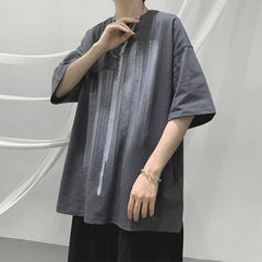 HEARUJOY - Man Tee Shirts Print Cotton Oversized White T Shirt for Men Aesthetic Clothing Luxury High Quality Short Quarter Sleeve Y2k Top
