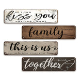 YICKYUE - Decorative Plaques And Signs 4pcs Set, Rustic Style "This Is Us" Home Metal Sign Collection, 10 x 40 Cm Vintage Metal Plaques