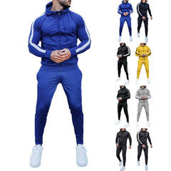 YICKYUE - Men'S Casual Sports Suit Patchwork Color Block Sweatshirt Trendy Fashion Sports Two Piece Men Ensemble Homme