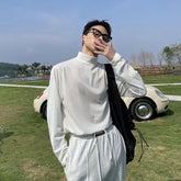 HEARUJOY - Half High Collar Male Pullover Tops Streetwear Tee Designer Quality Xl Sweatshirt Aesthetic Emo Normal Xxl Men's T-shirts White