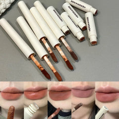YICKYUE - 5 Color Long-Lasting Waterproof Matte Velvet Lip Gloss Mist Nude Brown Red Lipstick Non-stick Cup Lip Glaze Lip Makeup Cosmetics