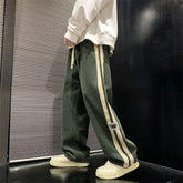 HEARUJOY - Side Striped Corduroy Wide-Leg Pant Men Korean Fashion Hip Hop Cargo Pant Loose Casual Straight Sports Outdoor Running Pant