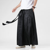 HEARUJOY - Men Ice Silk Wide Leg Pants Solid Color Loose Joggers Elastic Waist Trousers Men Streetwear Vintage Casual Long Pants