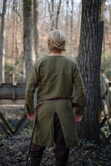 HEARUJOY - Streetwear Long Sleeve Tshirt For Men European Medieval Knight Top Vintage Loose V-neck Split Long Gown Pullover