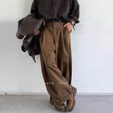 HEARUJOY - New Men's Japanese Style Light Luxury Draped Wide Leg Pants Leisure Solid Color Vintage Straight Loose Premium Elegant Trousers