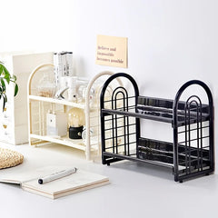 YICKYUE - 1pc Double Layer Multi-Functional Plastic Desktop Organizer Shelf for Cosmetics, Bedroom, and Dormitory Accessories