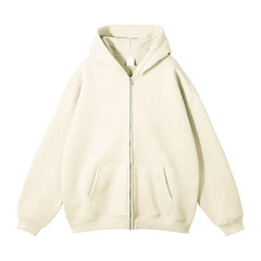 HEARUJOY - New Men's Hoodies Sweatshirts Zipper Hoodie Solid Color Hip Hop Mens Hooded Jacket Loose Track Hoodie Jacket Coat Streetwear