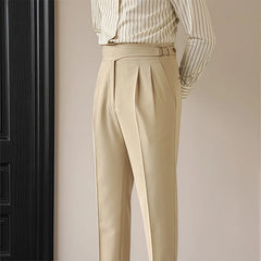 HEARUJOY - Men's Light Luxury Fitting Well Draped Baggy Suit Pants Casual Button-down Solid Color Straight Premium Elegant Dress Pants