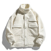 Hearujoy Vintage Corduroy Cargo Jacket Coats Men Outwear Green Casual Striped Loose Jackets Retro Hip Hop Streetwear Tops Autumn