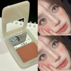 YICKYUE - Powder Blusher Disk Monochrome Matte Blush Palette Cheek Tint Natural Facial Rouge Plate Brighten Nude Matte Face Contour Makeup