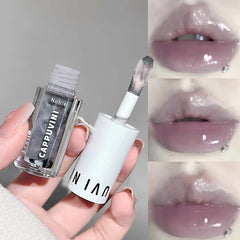 YICKYUE - Clear Transparent Grey Purple Lip Gloss Hydrating Drying Lips Mirror Lip Glaze Tint Plumper Moisturizing Crystal Lip Oil Makeup